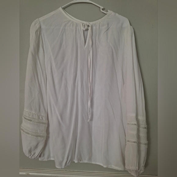 grand & greene Tops - Grand & Greene White Blouse with Lace Detail